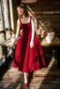 Party Dresses Red Evening With Square Collar Sleeve-less Ankle-length Custom Made Velvet Prom Dress Formal Gowns Real Image