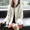 Kvinnorjackor Designer Sticked Cardigan Women's 2022 Spring and Autumn Clothing Imitation Mink Knittad tr￶ja med utl￤ndsk stil