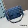 Luxurys Designer Bags Classic Series Importerad Diamond Lattice Dandong Denim Fabric 3 D Technology Hardware Fine Silver Pressed Word