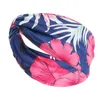 Nya sommarkvinnors vintage pannband Fashion Flower Print Boho Vintage Cross Turban Bandage Bandanas Hårband Hårtillbehör