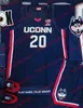 Custom UConn Huskies Baskettröja 21 Adama Sanogo 23 Maya Moore 2 Tristen Newton 11 Alex Karaban 32 Donovan Clingan 3 Joey Calcaterra Paige Bueckers Nika Muhl