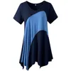 Women's Plus Size T-Shirt 5XL 6XL Plus Size Tops for Women Summer Short Sleeve Casual Blouse Tee Shirt Fashion Elegant Contrast Multicolor Stitched Blouse 230215