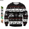 Herrenpullover Männer Frauen Rentier Hässlicher Weihnachtspullover 3D-Baum Schneeflocken Gedruckt Urlaub Party Sweatshirt Pullover Weihnachtskleidung