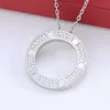 Collier de mode de luxe Designer Jewelry Party Titanium Steel Round LOVE Diamond Pendant rose Gold necklace women's long chain jewelry gift