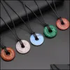 Pendant Necklaces 18Mm Big Hole Beads Necklace Natural Stone Rose Quartzs Blue Turquoises For Women Making Diy Party Gift Drop Deliv Dhowg