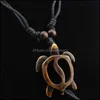 Pendant Necklaces Turtle Necklace Men Womens Imitation Yak Bone Cute Tortoise Hawaii Tribal Surfer Sea Turtles Charms Pendants Drop Dhf2N