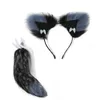 Clip per capelli Barrettes Q0KE Cosplay Furry Animal Oregini della coda a cerchio Set di costumi Lolita Pronno di pelliccia lunga per adulti Fanceli di arredamento per feste