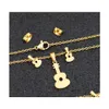 Earrings Necklace Stainless Steel Jewelry Sets Guitar Lovers Engagement Set Drop Delivery Dh5Kw