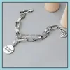 Bracciale a catena in argento sterling 925 con cuore d'amore retrò tailandese rotondo spesso vivi i tuoi sogni lettera consegna gioielli bracciali Dhqpy