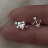 Stud Earrings FEEHOW Hollow Love Heart For Women Girl White Crystal Sweet Arrow Through Cupid Zircon Earing Party Jewelry