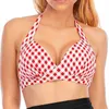 Plaid Bikini Unlined Top Lace Up Big Chest Thin Cup Wireless Swimsuit For Women