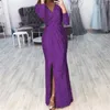 Casual Dresses Women Dress V Neck Floor Length Long Sleeve Thigh High Slit Sequin Mermaid Dresses Plus Size Evening Gowns Lady Elegant Dresses T230210