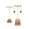 Jewelry Pouches Vintage And Classic Solid Wood T-Shape Earrings Display Holder Metal Stick Creative Stand Rack