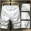 Jeans pour hommes Été Pur Blanc Noir Léger Déchiré Denim Shorts Classique Marque Vêtements Jeunes Hommes Slim Straight Casual Drop Deli Dhlfq