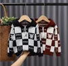 Kinder Designerkleidung Baby Mädchen Jungen Pullover Strickjacke Plaid Kapuzenstrickwaren Pullover Kindermantel B203