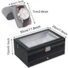 Montres Boîtes Cas 2Tier 12 Fentes Montre Boîte De Rangement Hommes Femmes En Cuir PU Montre Organisateur Bijoux Vitrine Organisateur avec Bijoux Tiroir Cadeau 230214