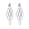 Orecchini a bottone Rundraw Fashion Sparkling Water Drop Gemstone Earring Simple Silver Plated Party Jewelry Gift Pendientes