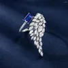 Stud Earrings Dangle Wing Shape Asymmetrical Jewelry Delicate Bright Luster Ring For Banquet Wedding