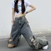 Women's Jeans Ripped jeans for women personality street trend old washed high waist jeans retro hip hop couple casual pants Harajuku y2k pants 230215