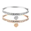 Bracelet en acier inoxydable 316L pour femmes, cristal scintillant, marque glacée, bijoux, vous attend pour toujours, breloque en forme de cœur
