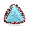 Clasps Hooks Rhinestone Gadget Triangle 18Mm Snap Button Clasp Synthetic Turquoise Stone Charms For Snaps Diy Jewelry Findings Sup Dhd28