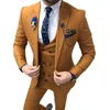 Men's Suits Slim Fit Men Casual Style Brown Male Fashion Wedding Tuxedo For Groomsmen Dinner 3 Piece Jacket With Vest Pants