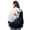 Koszulka damska Plus w rozmiarze Plus 5xl Plus Dame Domowe koszulki odzieżowe T-shirty 3/4 rękawu kwiatowy nadruk swobodny topy Sping Lato Lace Patchwork Street Pullover TEE 230215