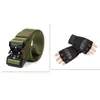 Cinturones Cinturón para hombres Tácticas de caza al aire libre Conjunto de guantes de dedo abierto multifuncionales