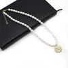 Chains Natural Pearl Bead Necklace Freshwater Cultured White Rice Shape Beaded Alloy Pendant For Jewelry Women Gift