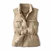 Gilet da donna Giacca senza maniche da donna Primavera Autunno Doppio petto Colletto alla coreana Gilet corto Piumino d'anatra bianco Parka femminile 230215