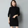 Casual jurken herfst winterturtleneck trui jurk vrouwen slanke warm gebreide vrouwelijke lange mouw pullovers mini vestidos ab1784