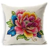 Pillow 45 45cm Flower Hug Pillowcase Chinese Style Golden Hand-painted Peony Rich Linen Sofa Car Window