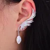 Stud Earrings High Quality Bohemia Style Black Jewelry Trendy Cool Exquisite Accessories Feather Shape Shiny Crystal