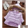 Piumino per ragazze Giacca calda in cotone per bambino Pelliccia invernale con cappuccio Capispalla per bambini Abbigliamento per bambini Giacche per bambina 813 V2 Drop Deli Dhzox