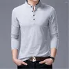 Polos pour hommes automne mâle hauts t-shirts chemises décontractées coton blanc pollovers à manches longues mince vêtements pour hommes m-3xl