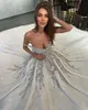 Luxury Ball Gown Wedding Dresses Appliques V Neck Sleeveless Off Shoulder Sequins Ruffles Appliques Floor Length Beaded Diamond Formal Dress Bridal Gowns Plus Size