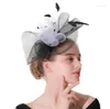 Headpieces banket hoed net garen top bruiloft hoofdtooi veer haarspeld haaraccessoires hoeden voor feest fascinator vele kleuren