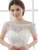 2023 Spets Crystal Rhinestone Pärled Bling Bling Bridal Wraps White Wedding Shawl Jacket Bolero Wrap Brud Women Wedding Jacket