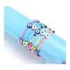 Очарование браслетов Mticolor Evil Eye Bracelet Set Lover милый летний пляжный ювелирные украшения мягкий полимер глиняный диск эластичный для женщин.