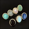 Bagues De Grappe Agates Naturelles Strass Bague En Cristal Rose Quartz Lapis Labradorite Opale Pierre Ouverture Manchette Femmes Fête De Mariage Bijou Dhz8E