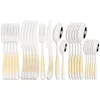 Dinnerware Sets 24Pcs Gold Cutlery Set Steak Knife Cake Fork Coffee Spoon Western Stainless Steel Tableware Kitchen Flatware