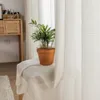 Gardin japansk stil grädde vit ihålig rutig tyllgardiner för vardagsrummet hemvistelse bomullslinne ren draperier sovrum #4