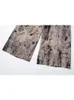 Pantalon de deux pièces pour femmes TRAF Fashion 2023 Spring Summer Blouse imprimée Ensembles Casual Manches courtes Chemises à nœud doux Vêtements d'extérieur à jambes larges 230215