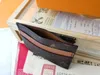 7A plånbokshållare Klassiska män Kvinnor Mini liten plånbok Högkvalitativ kreditkortshållare Smal bankkorthållare med låda Totalt 5-kortsfack äkta läder