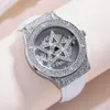 Wristwatches DOM Pentagram Rotating Lucky Star Womens Watch Dial مقاومة للماء Quird Zircon Strap Trend Trend 230215