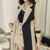 Women's Trench Coats LANMREM Elegant Notched Collar Lady Patchwork Windbreaker Full Sleeve Buttons Belted Women Long Trench Coats Winter 2W1922 230215