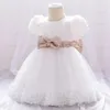 스팽글 바 베이비 여자 레이스 꽃 세례 침례 소녀의 생일 파티 공식 소녀 드레스 태어난 드레스