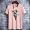 Men's T-Shirts Men's T-Shirts Quadrilateral Lattice Printing Cotton Men T Shirt Hip-Hop Cotton T-shirt O-neck Summer Male Causal Tshirts Fashion Loose 021523H