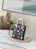 10a l väska axelväskor yk sac plat prickar tote väska kvinnor mini axel väska designer färgglad polka dot crossbody väskor duk läder handväska shopping b b