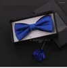 Pajaritas 2023, diseñador de moda, boda para hombre, tela doble, corbata azul real, hermosa mariposa para banquete con caja de regalo